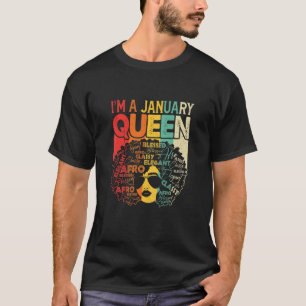 Womens January Birthday Women Black African Queen T-Shirt