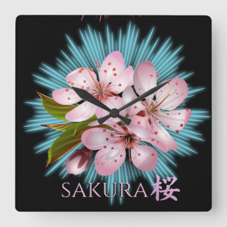 Women's Japanese Sakura Wristwatch Square Wall Clock