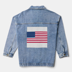 Women's jeans jacket, USA flag (Jacket) Denim Jacket