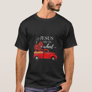 Womens Jesus take the wheel red truck V Neck T-Shirt