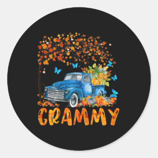 Womens Jnqd Truck Pumpkin Grammy Fall Autumn Vibes Classic Round Sticker