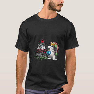 Womens Joy Hope Love Peace Christmas Cat Xmas V Ne T-Shirt