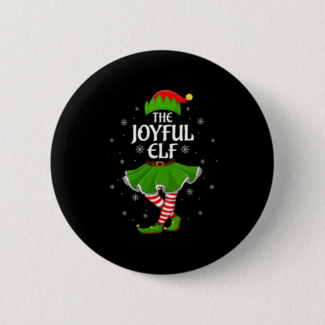 Womens Joyful Elf Christmas Family Girls Women Elf 6 Cm Round Badge (Front)