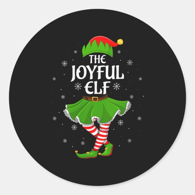 Womens Joyful Elf Christmas Family Girls Women Elf Classic Round Sticker (Front)