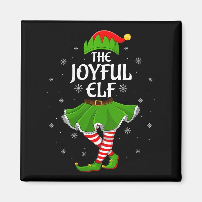 Womens Joyful Elf Christmas Family Girls Women Elf Magnet (Front)