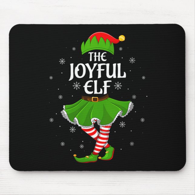 Womens Joyful Elf Christmas Family Girls Women Elf Mouse Pad (Front)