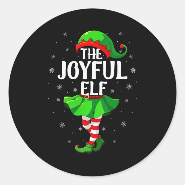 Womens Joyful Elf Christmas Girls Women Elf Squad  Classic Round Sticker (Front)