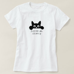 Women's Judging You Silently Funny Cat Graphic Tee