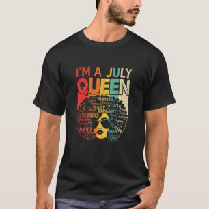 Womens July Birthday Women Black African Queen Jun T-Shirt