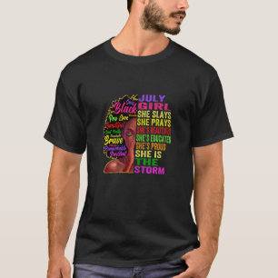 Womens July Girl She Slays & Prays July Birthday T-Shirt
