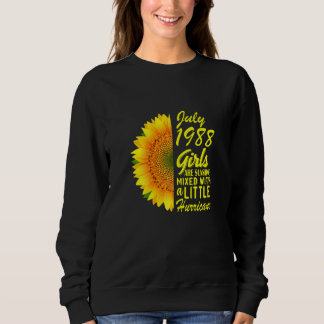 Womens July Girls 1988 Sunflower 34th Birthday Sweatshirt
