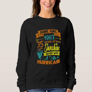 Womens June 1987 35 Years Old Sunshine Mixed With  Sweatshirt
