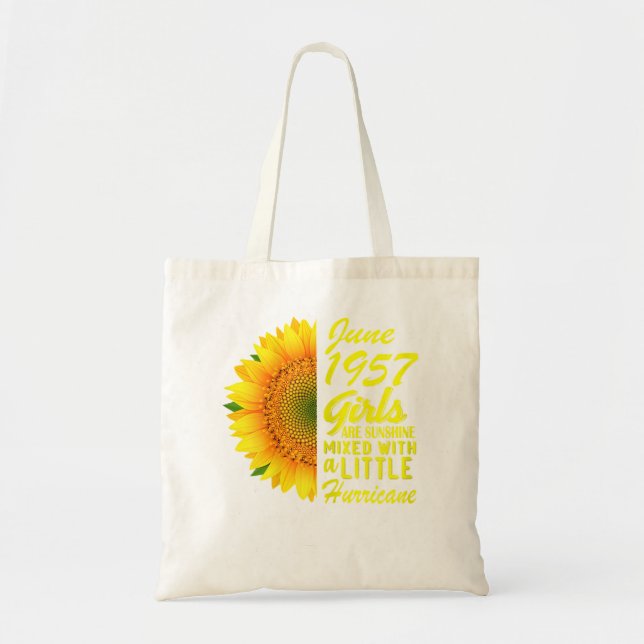 Womens June Girls 1957 Sunflower 65th Birthday Gif Tote Bag (Front)