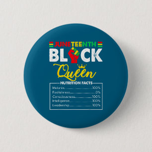 Womens juneteenth black african queen nutritional 6 cm round badge