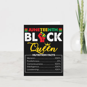 Womens Juneteenth Black African Queen Nutritional Card