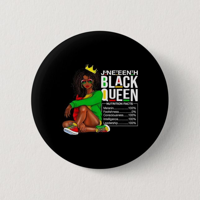 Womens Juneteenth Black Queen Nutritional Facts 4t 6 Cm Round Badge (Front)
