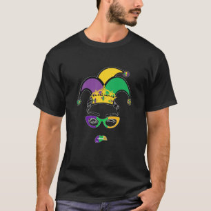 Womens Just A Cute Mardi Gras Girl Jester Fleur-De T-Shirt
