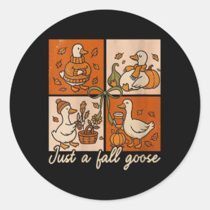 Womens Just A Fall Goose Autumn Cosy Season Boho C Classic Round Sticker