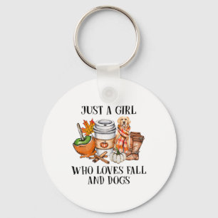 Womens Just A Girl Who Loves Fall And Dogs Cute Au Key Ring