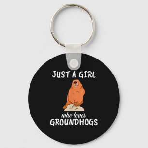 Womens Just A Girl Who Loves Groundhogs Gift Marmo Key Ring