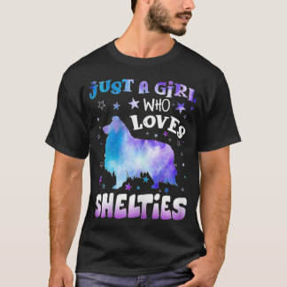 Womens Just A Girl Who Loves Shelties Funny dog lo T-Shirt