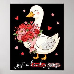 Women's Just A Lovely Goose Bouquet Roses Floral V Poster
