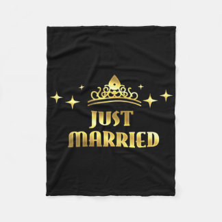 Womens Just Married Bride Squad Bachelorette Party Fleece Blanket
