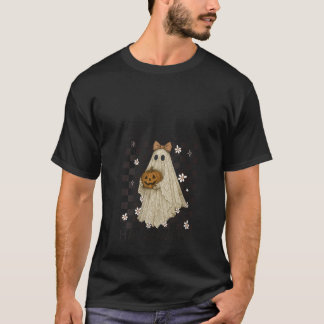 Womens Just Waiting For Halloween Ghost Graphic V T-Shirt