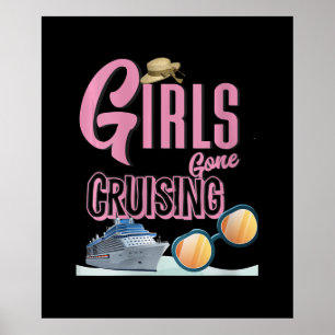 Womens Jute Hat Girls Gone Cruising Poster