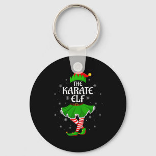 Womens Karate Elf Christmas Family Girls Women Elf Key Ring