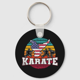 Women's Karate - Girls Martial Arts USA Flag Key Ring