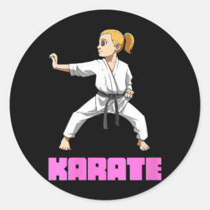Womens Karate Martial Arts Karate Girl Stance Classic Round Sticker