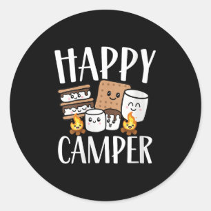 Womens Kawaii Smore Happy Camper Camping Crew Trip Classic Round Sticker