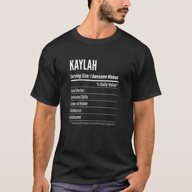 Womens Kaylah  Nutritional Facts Serving Size Calo T-Shirt (Front)