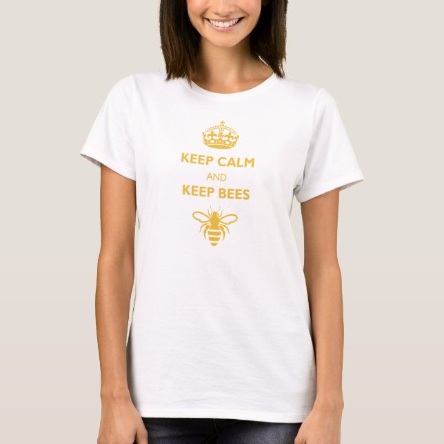 Women's Keep Calm & Keep Bees Shirt (Gold Print) (Front)