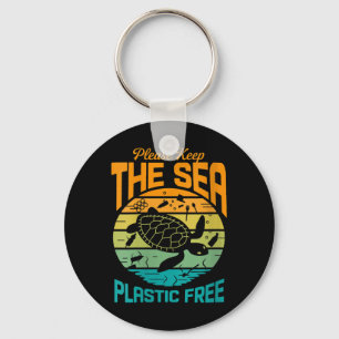 Womens Keep The Sea Plastic Free Saying, Key Ring