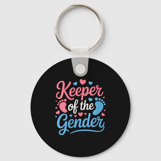Womens Keeper Of The Gender, Pregnancy Reveal Gend Key Ring (Front)