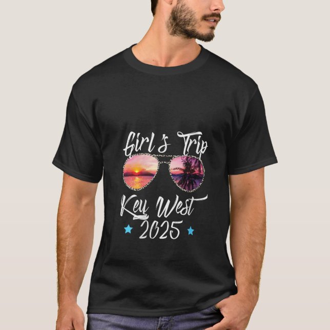 Womens Key West Girls Trip 2025 Cool Sunset Beach  T-Shirt (Front)