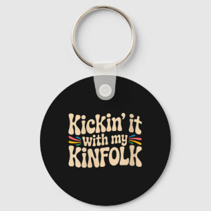 Womens Kickin With Kinfolk Funny Family Reunion Key Ring