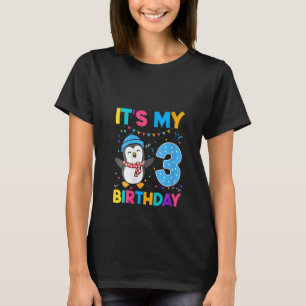 Womens Kids 3 Years Old Cute Penguin 3rd Birthday T-Shirt