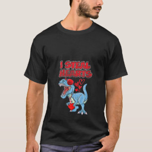 Womens Kids I Steal Hearts T Rex Dinosaur Heart Va T-Shirt