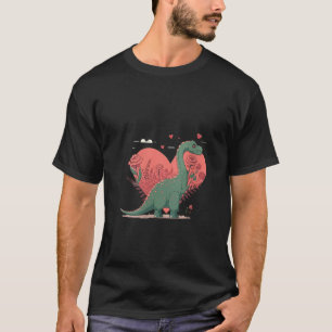 Womens Kids Love Heart Flower Dinosaur Valentine s T-Shirt