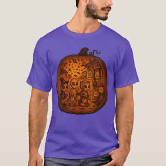 Womens Kids on Halloween Night Trick or Treat VNec T-Shirt