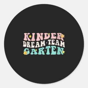 Womens Kindergarten Dream Team Retro Groovy Teache Classic Round Sticker
