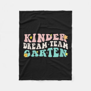 Womens Kindergarten Dream Team Retro Groovy Teache Fleece Blanket