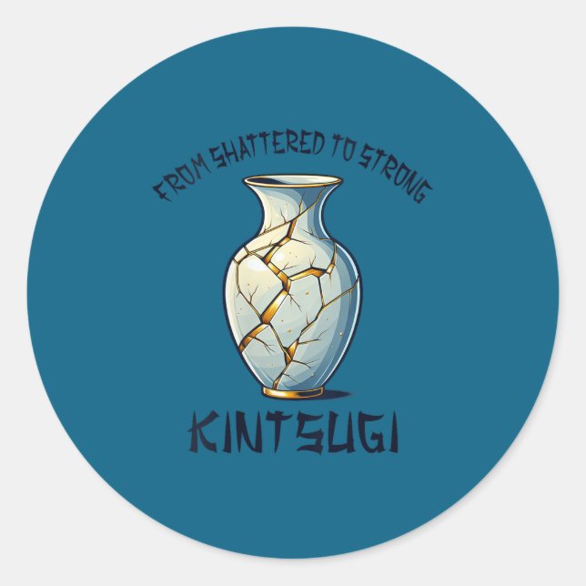 Womens Kintsugi Kintsukuroi Imperfect Japanese Art Classic Round Sticker (Front)