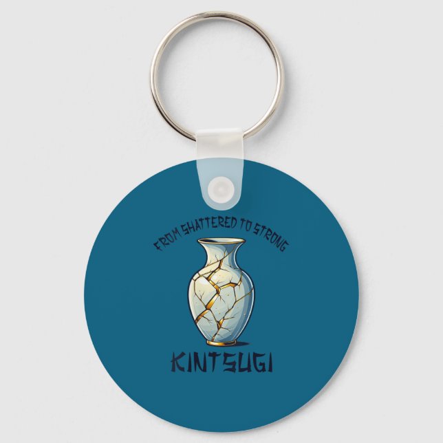 Womens Kintsugi Kintsukuroi Imperfect Japanese Art Key Ring (Front)