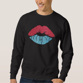 Women's Kiss Lips America Lips Red Blue Lipstick U Sweatshirt