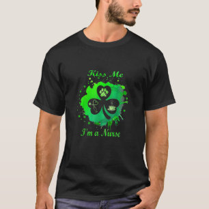 Womens Kiss Me I'm A Nurse Irish St Patrick's Day T-Shirt