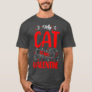 Womens Kitten Lover Heart My Cat Is My Valentine V T-Shirt